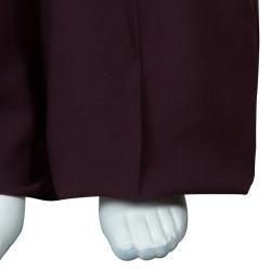 Pre Owned Elie Saab Burgundy Lace Detail Long Sleeve Belted Jumpsuit M