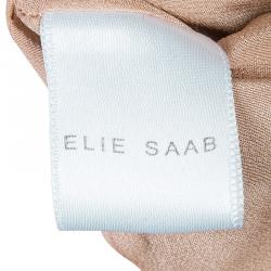 Pre Owned Elie Saab Burgundy Lace Detail Long Sleeve Belted Jumpsuit M