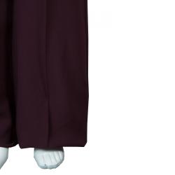 Pre Owned Elie Saab Burgundy Lace Detail Long Sleeve Belted Jumpsuit S