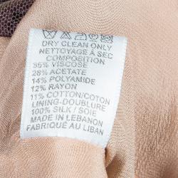 Pre Owned Elie Saab Burgundy Lace Detail Long Sleeve Belted Jumpsuit S