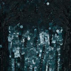 Elie Saab Deep Green All Over Sequin Embellished Long Sleeve Gown M