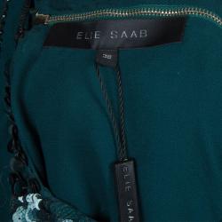 Elie Saab Deep Green All Over Sequin Embellished Long Sleeve Gown M