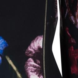 Pre Owned Elie Saab Black Floral Print Zip Detail Jacket S