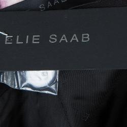 Pre Owned Elie Saab Black Floral Print Zip Detail Jacket S
