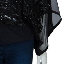 Elie Saab Black Mesh Overlay Sequin Embellished Top S