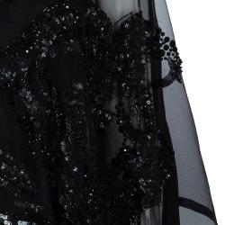 Elie Saab Black Mesh Overlay Sequin Embellished Top S