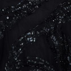 Elie Saab Black Mesh Overlay Sequin Embellished Top S