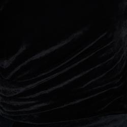 Pre Owned Elie Saab Black and Green Velvet Long Sleeve Gown L