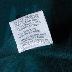 Pre Owned Elie Saab Black and Green Velvet Long Sleeve Gown L