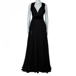 Pre Owned Elie Saab Black Crossback Empire Line Gown M