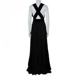 Pre Owned Elie Saab Black Crossback Empire Line Gown M
