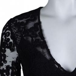 Pre Owned Elie Saab Black Lace Long Sleeve Gown S