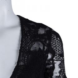 Pre Owned Elie Saab Black Lace Long Sleeve Gown S