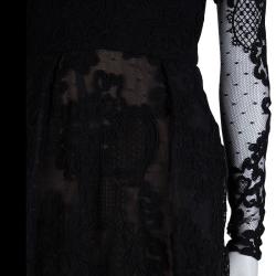 Pre Owned Elie Saab Black Lace Long Sleeve Gown S