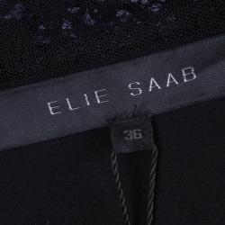 Pre Owned Elie Saab Black Lace Long Sleeve Gown S