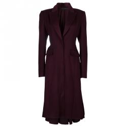 Elie Saab Burgundy Cashmere Coat M