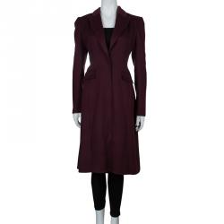 Elie Saab Burgundy Cashmere Coat M