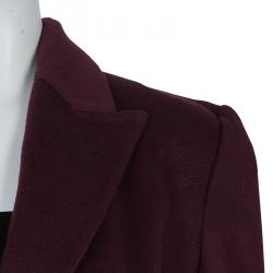 Elie Saab Burgundy Cashmere Coat M