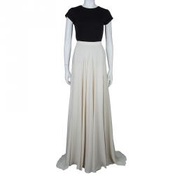 Pre Owned Elie Saab Ivory Double Slit Maxi Skirt M