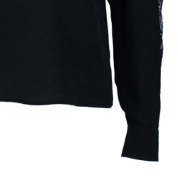Pre Owned Elie Saab Black Lace Detail Long Sleeve Top S