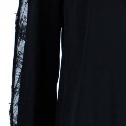 Pre Owned Elie Saab Black Lace Detail Long Sleeve Top S