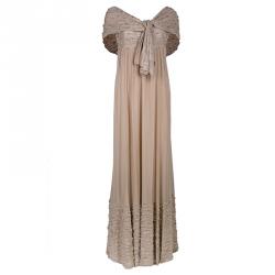 Elie Saab Beige Beaded Gown M