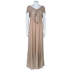 Elie Saab Beige Beaded Gown M