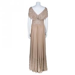 Elie Saab Beige Beaded Gown M
