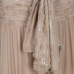 Elie Saab Beige Beaded Gown M