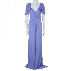 مملوكة مسبقًا Elie Saab Lilac Knit Gathered Maxi Dress L
