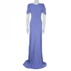 مملوكة مسبقًا Elie Saab Lilac Knit Gathered Maxi Dress L