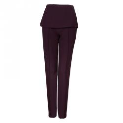 Pre Owned Elie Saab Burgundy High Waist Trousers S