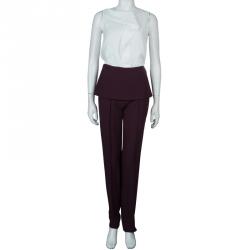 Pre Owned Elie Saab Burgundy High Waist Trousers S