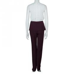 Pre Owned Elie Saab Burgundy High Waist Trousers S