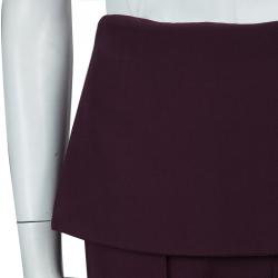 Pre Owned Elie Saab Burgundy High Waist Trousers S