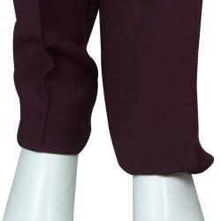 Pre Owned Elie Saab Burgundy High Waist Trousers S