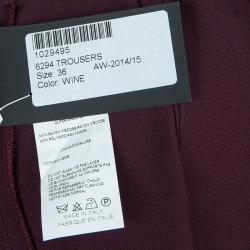 Pre Owned Elie Saab Burgundy High Waist Trousers S