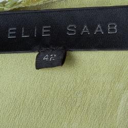 Pre Owned Elie Saab Pistachio Green Silk Sequin Embellished Sleeveless Gown L