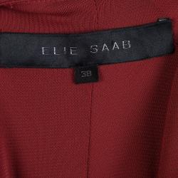 Elie Saab Red Off Shoulder Draped Evening Gown M