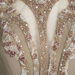 Elie Saab Beige Silk Embellished Mesh Insert Sleeveless Gown M