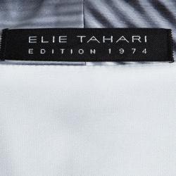 Pre Owned Elie Tahari Monochrome Printed Zip Front Sleeveless Mercer Dress M