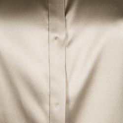 Pre Owned Elie Tahari Beige Silk Contrast Bottom Detail Sleeveless Blouse M