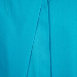 Pre Owned Elie Tahari Turquoise Blue Silk Layered Collar Detail Sleeveless Blouse M