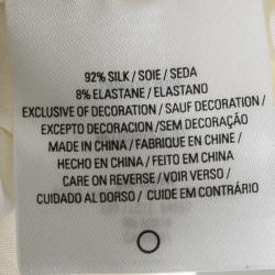 Pre Owned Elie Tahari Cream Silk Embellished Cuff Detail Long Sleeve Blouse XL