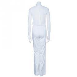 Pre Owned Elie Tahari White Textured Pants M