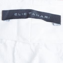 Pre Owned Elie Tahari White Textured Pants M