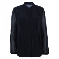 Pre Owned Elie Tahari Black Embellished Shirt XL