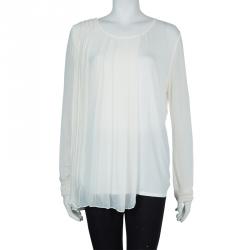 Pre Owned Elie Tahari White Pleated Top XL