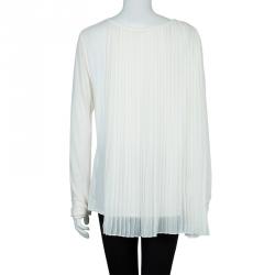 Pre Owned Elie Tahari White Pleated Top XL