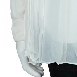 Pre Owned Elie Tahari White Pleated Top XL